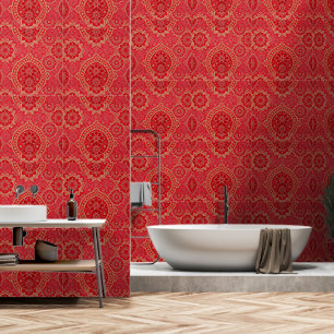 Papier Peint MOTIF d'or rouge ORIENTAL