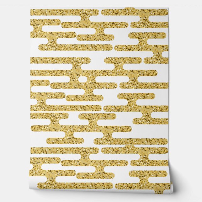 Papier Peint Motif doré et fond blanc moderne (Déroulement)