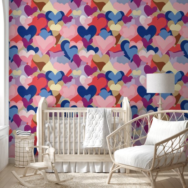 Papier Peint Motif du coeur des couleurs (Enfants)