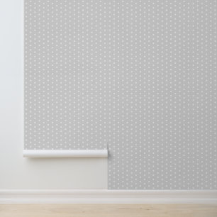 Papier Peint Motif élégant simple à pois gris argenté blanc