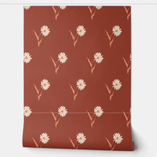 Papier Peint Motif éparpillé de pâquerette fleur sauvage rétro