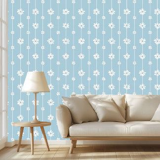 Papier Peint Motif esthétique vintage bleu poussiéreux à fleurs
