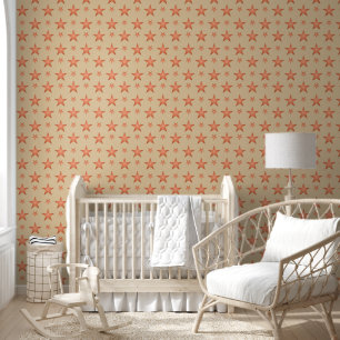 Papier Peint Motif étoilé en dégradé orange terre cuite 