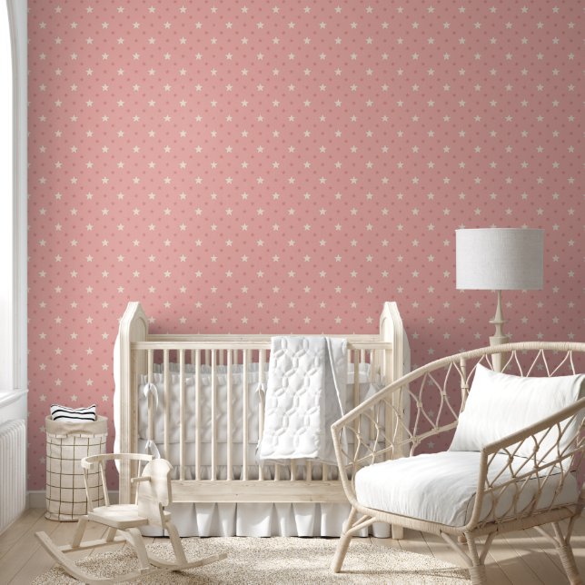 Papier Peint Motif Étoiles Roses (Enfants)