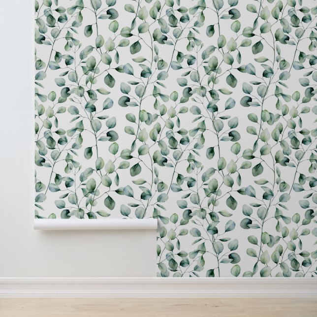 Papier Peint Motif Eucalyptus aquarelle (Application)