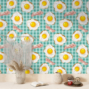 Papier Peint Motif fantaisiste bacon et œufs