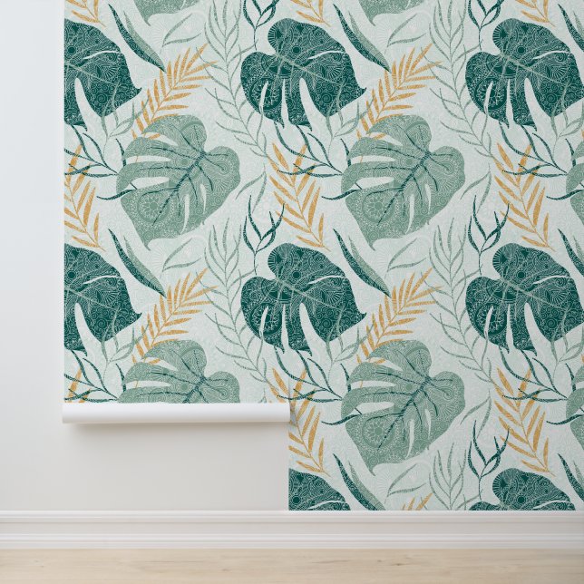 Papier Peint Motif Feuille tropical (Application)