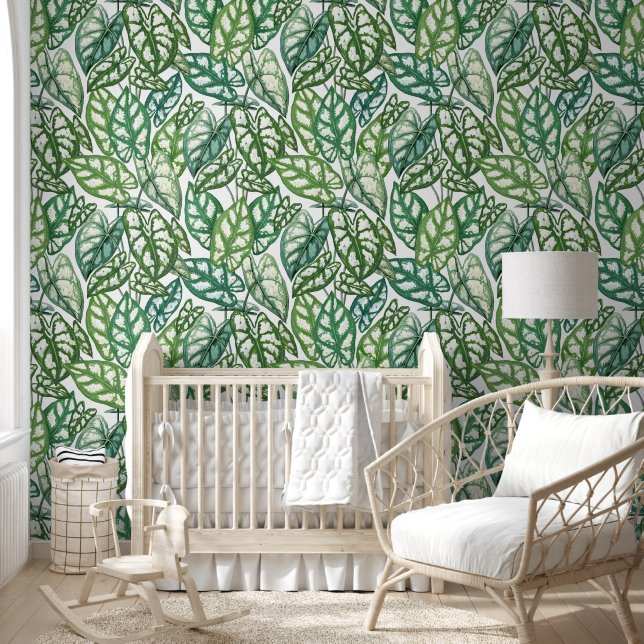 Papier Peint Motif Feuille vert tropical (Enfants)