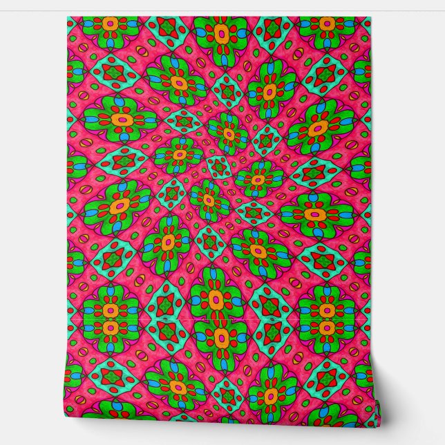 Papier Peint Motif Fleurs Abstraites uniques (Déroulement)