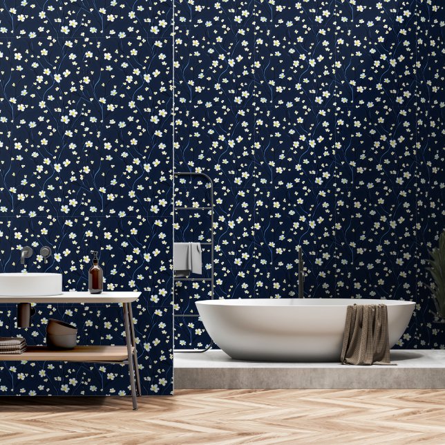 Papier Peint Motif Fleurs Délicates (Salle de bain)