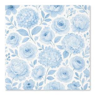 Papier Peint Motif floral aquarelle bleu blanc