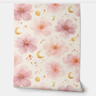Papier Peint Motif floral aquarelle rose élégant