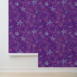Papier Peint Motif Floral Aquarelle violette élégant