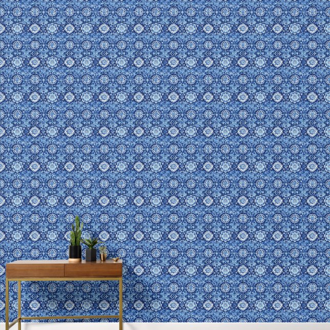 Papier Peint Motif Floral bleu (Couloir)