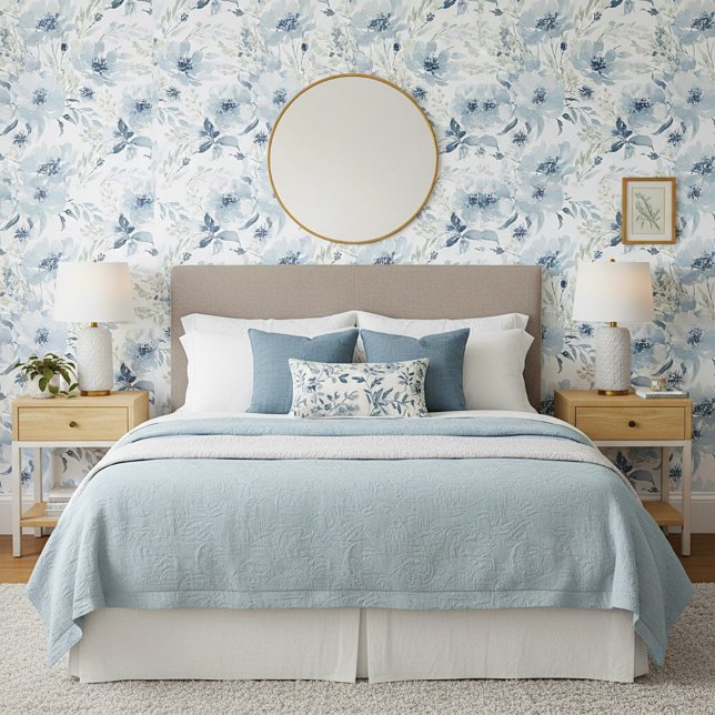 Papier Peint Motif floral bleu aquarelle (Créateur téléchargé)