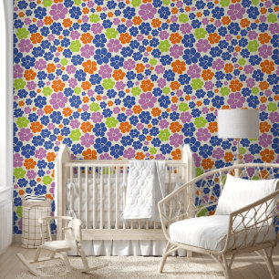 Papier Peint Motif floral - Bleu, Orange, Violet, Vert