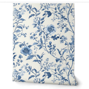 Papier Peint Motif Floral Bleu Portugais
