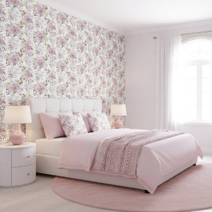 Papier Peint Motif floral botanique de fleurs sauvages pastel