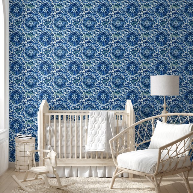 Papier Peint Motif floral chinois bleu (Enfants)