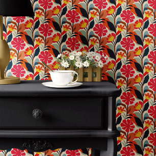 Papier Peint Motif floral d'art folklorique coloré
