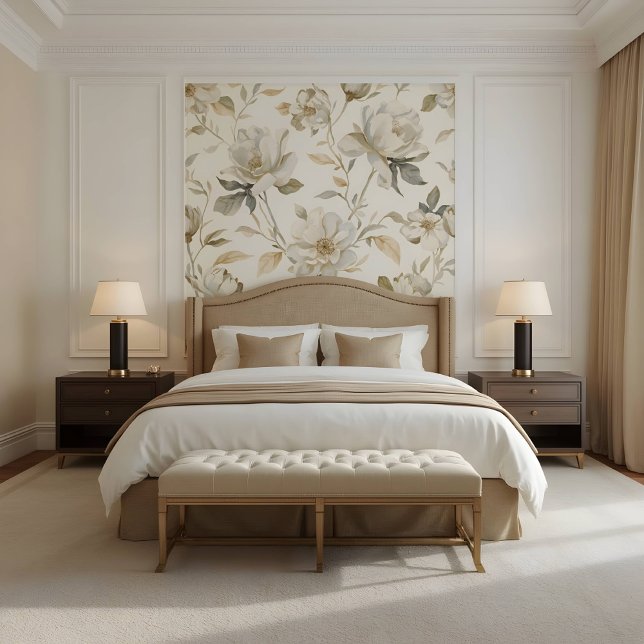 Papier Peint Motif floral de camélia blanc doux (Créateur téléchargé)