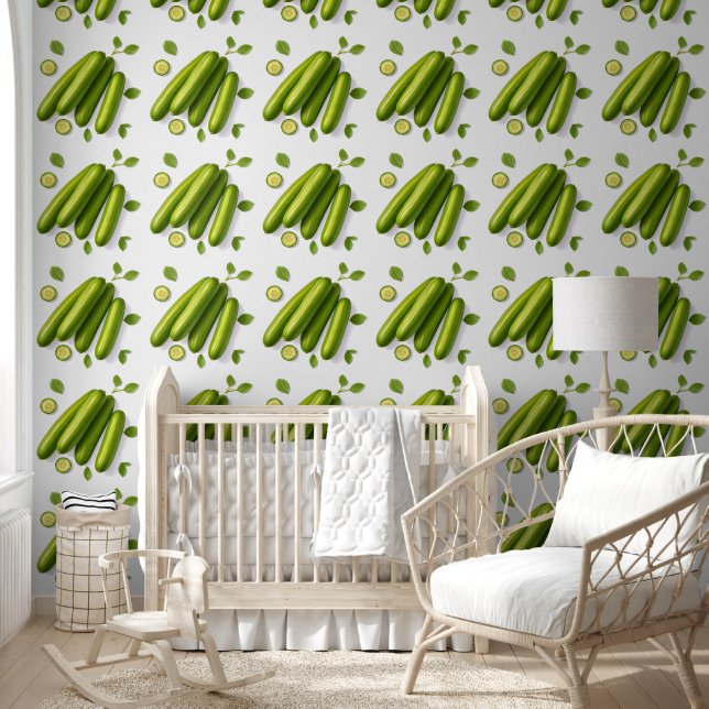 Papier Peint Motif floral de concombre de légume léger (Enfants)