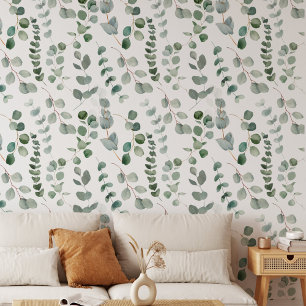 Papier Peint Motif floral de feuilles de verdure d'eucalyptus