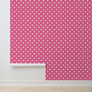 Papier Peint Motif floral géométrique rose vintage