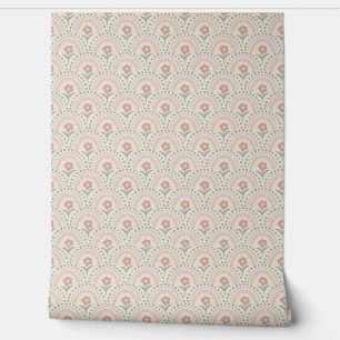Papier Peint Motif floral gris pâle