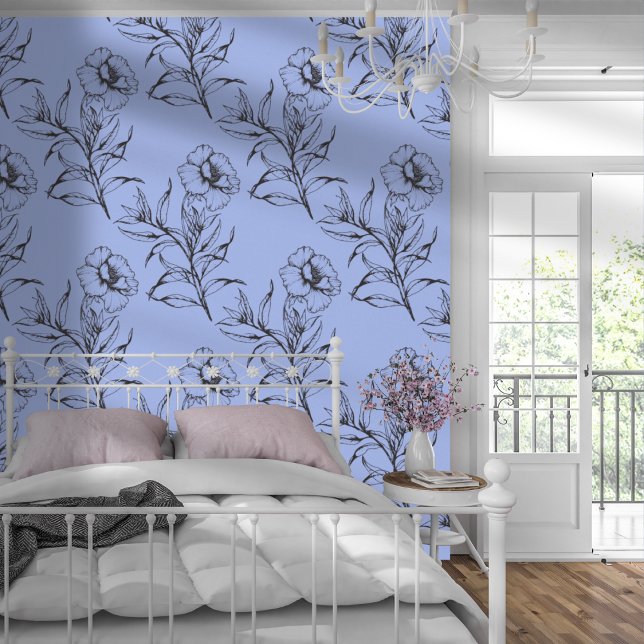 Papier Peint Motif floral moderne simple bébé bleu (Créateur téléchargé)