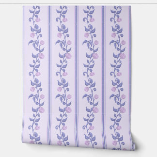 Papier Peint Motif floral rayé bleu violet Art nouveau