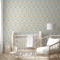 Motif floral rétro vert de tige