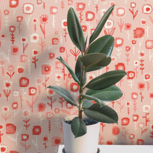 Papier Peint Motif floral rose rétro amusant