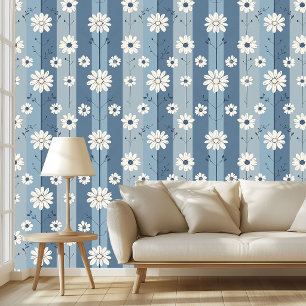 Papier Peint Motif floral sans couture de marguerite bleu pouss