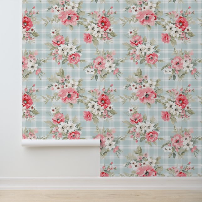 Papier Peint Motif floral shabby chic (Application)