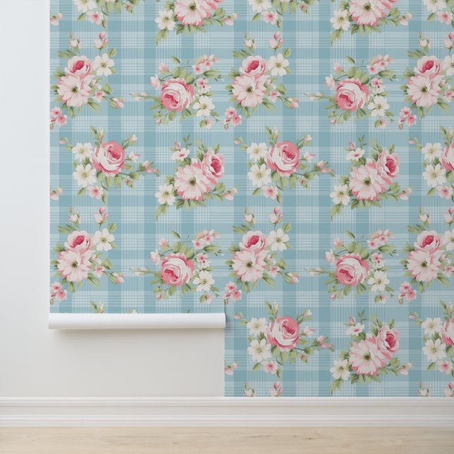 Papier Peint Motif floral shabby chic (Application)