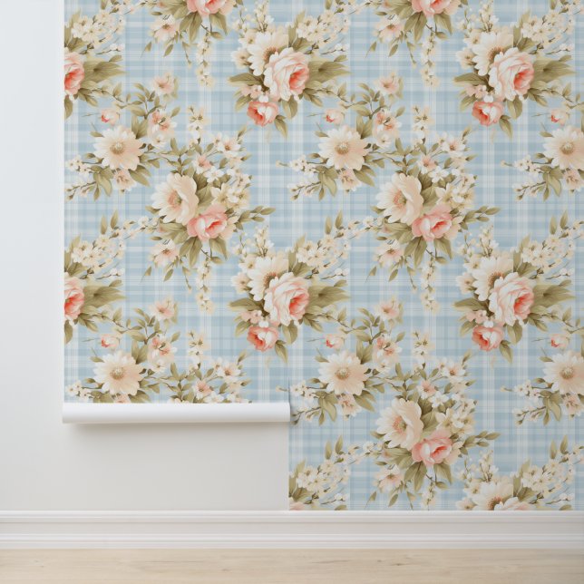 Papier Peint Motif floral shabby chic (Application)