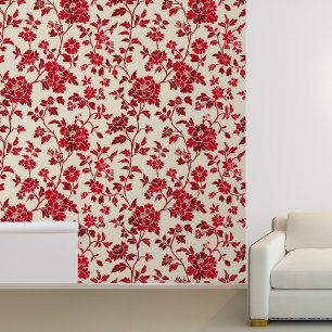 Papier Peint Motif floral vintage rouge