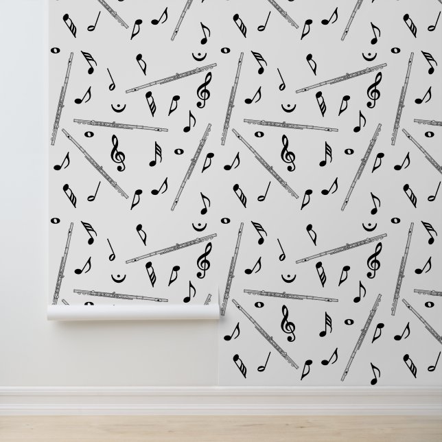 Papier Peint Motif Flute Music Note (Application)