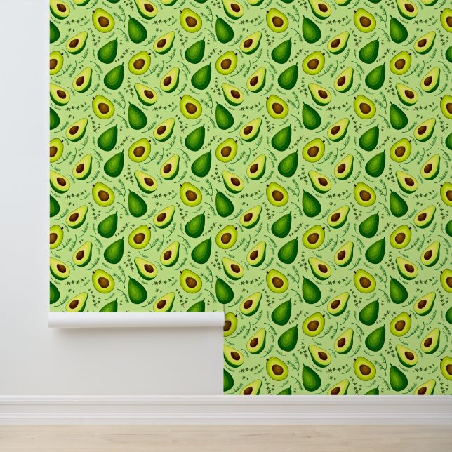 Papier Peint Motif Fruit Avocado vert (Application)