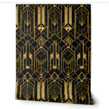 Motif géométrique Art Déco noir et or de luxe
