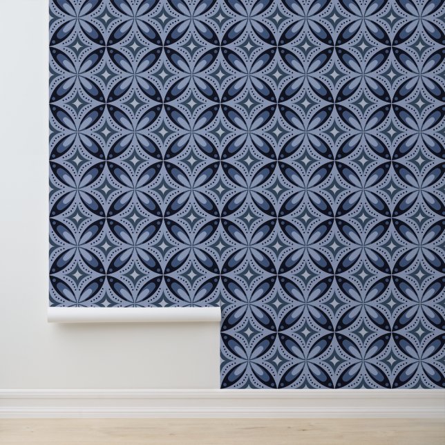 Papier Peint Motif géométrique bleu de style rétro (Application)