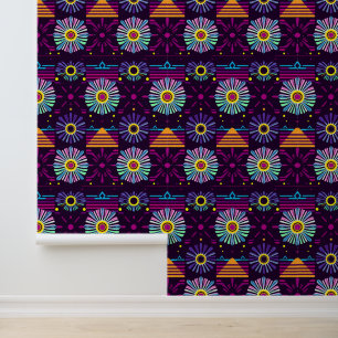 Papier Peint Motif géométrique floral de néon dynamique