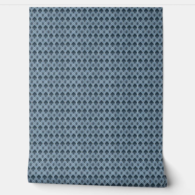 Papier Peint Motif géométrique moderne bleu et gris (Déroulement)
