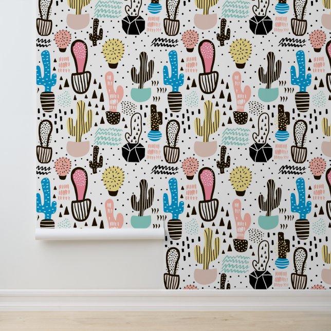 Papier Peint Motif géométrique moderne Cactus (Application)
