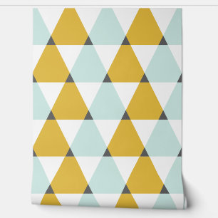 Papier Peint Motif géométrique moderne Mint Jaune Triangles