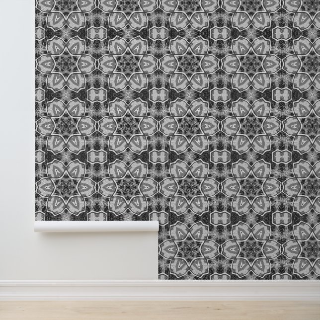 Papier Peint Motif géométrique noir blanc (Application)