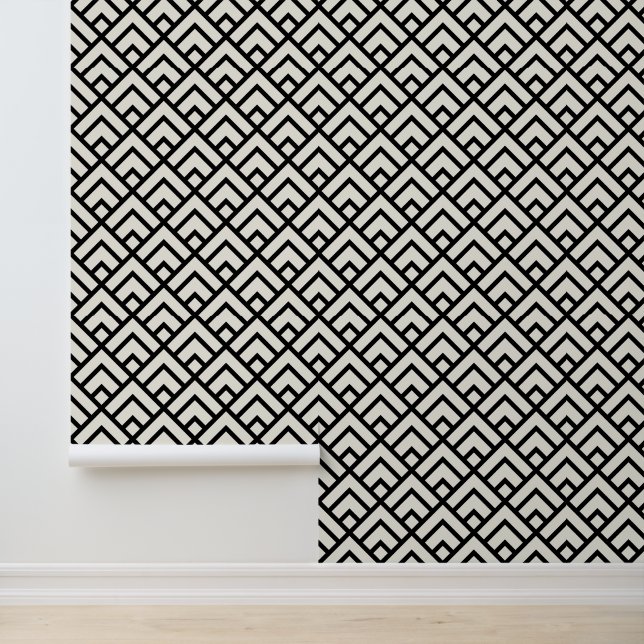 Papier Peint Motif géométrique noir et blanc (Application)