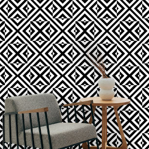 Papier Peint Motif géométrique Op Art noir et blanc
