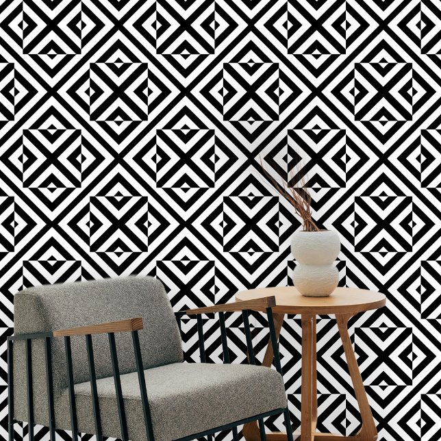 Papier Peint Motif géométrique Op Art noir et blanc (Créateur téléchargé)